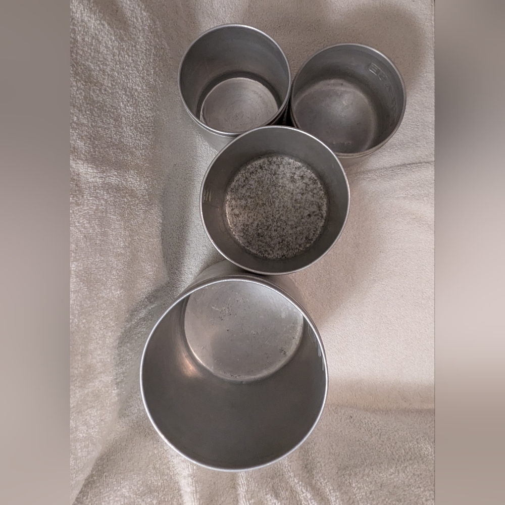 Aluminum Canisters 4 Pc MCM Vintage Embossed Nesting Sugar Coffee Tea Grease - Picture 3 of 16